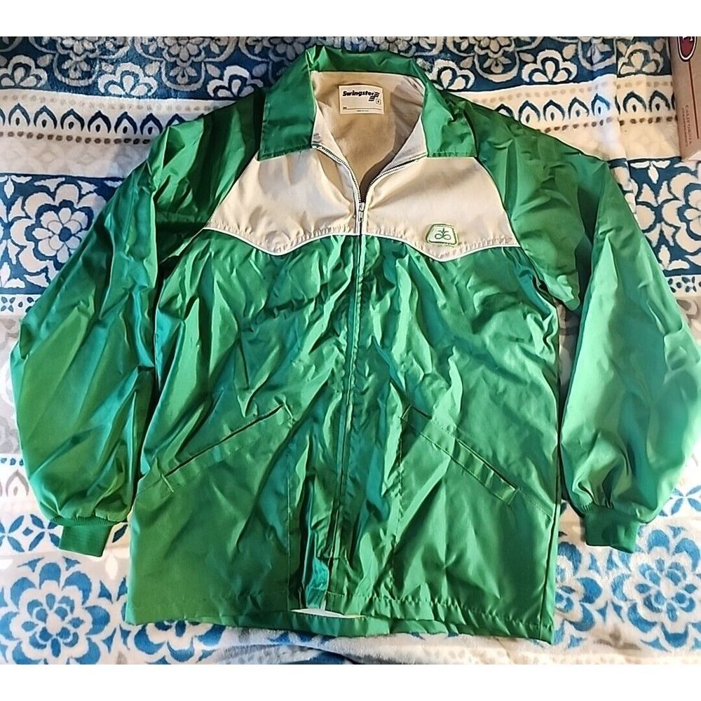 Sears Green and White Retro Lightweight Bomber Jacket